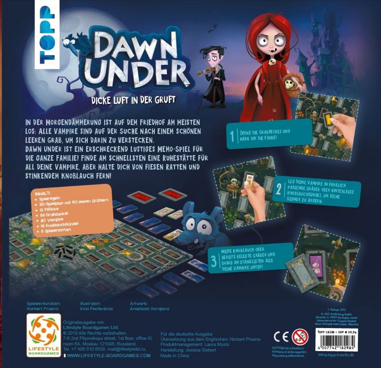 Produktbild: Dawn Under - Dicke Luft in der Gruft. Neuausgabe des Deutschen Kinderspiels 2004