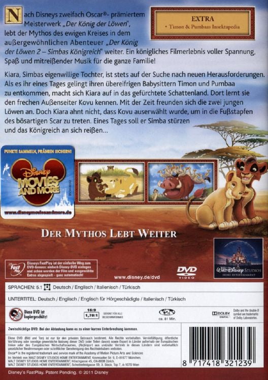 Produktbild: Der K&ouml;nig der L&ouml;wen 2 - Simbas K&ouml;nigreich [SE]