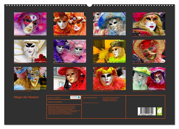 Produktbild: Magie der Masken (hochwertiger Premium Wandkalender 2026 DIN A2 quer), Kunstdruck in Hochglanz