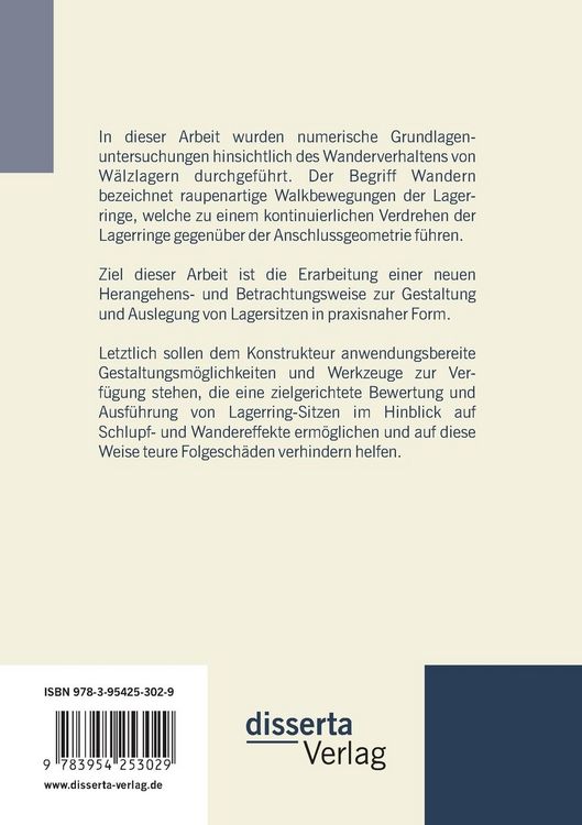 Produktbild: Numerische Analyse des Wanderverhaltens von W&auml;lzlagerringen