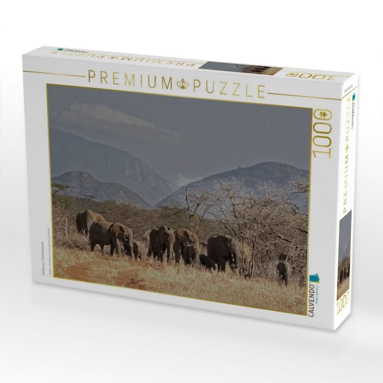 Produktbild: CALVENDO Puzzle Wildlife pur : Elefantenherde | 1000 Teile Lege-Gr&ouml;&szlig;e 64x48cm Foto-Puzzle f&uuml;r gl&uuml;ckliche Stunden