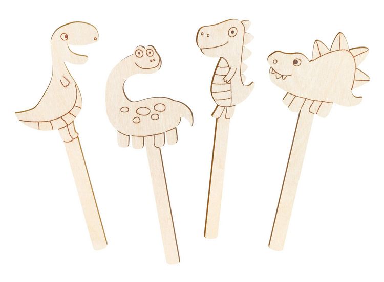 Produktbild: PEBARO 476 - Holzstiele-Set Dinosaurier, 11-teilig, Laser cut Deco-Stecker, Bastelset