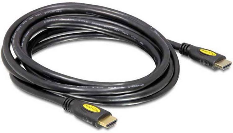 Produktbild: Delock HDMI Anschlusskabel HDMI-A Stecker, HDMI-A Stecker 5.00 m Schwarz 82455 4K UHD, vergoldete Steckkontakte HDMI-Kabel