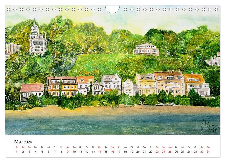 Produktbild: Hamburg in stillen Aquarellen (Wandkalender 2026 DIN A4 quer), CALVENDO Monatskalender