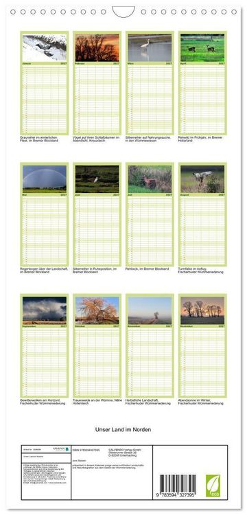 Produktbild: Familienplaner 2027 - Unser Land im Norden mit 5 Spalten (Wandkalender, 21 x 45 cm) CALVENDO