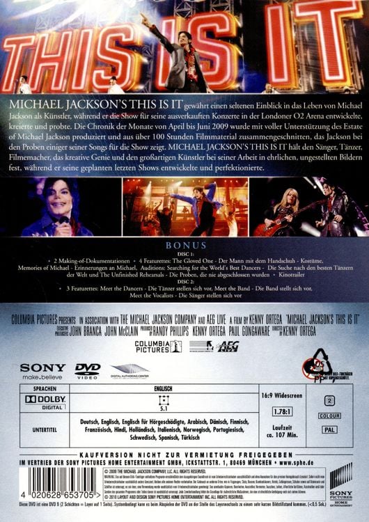 Produktbild: Michael Jackson: This is it [2 DVDs]
