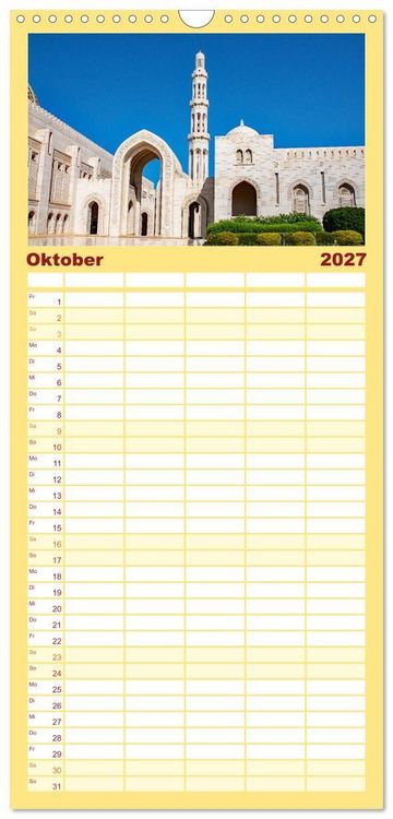 Produktbild: Familienplaner 2027 - Oman - Reiseziel Maskat und Salalah mit 5 Spalten (Wandkalender, 21 x 45 cm) CALVENDO