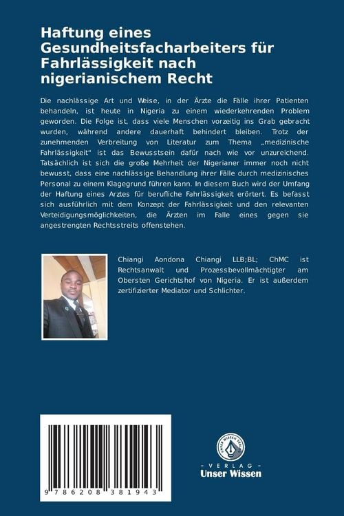 Produktbild: Haftung eines Gesundheitsfacharbeiters f&uuml;r Fahrl&auml;ssigkeit nach nigerianischem Recht