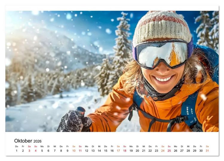 Produktbild: Skifahren - endlich Schnee (hochwertiger Premium Wandkalender 2026 DIN A2 quer), Kunstdruck in Hochglanz