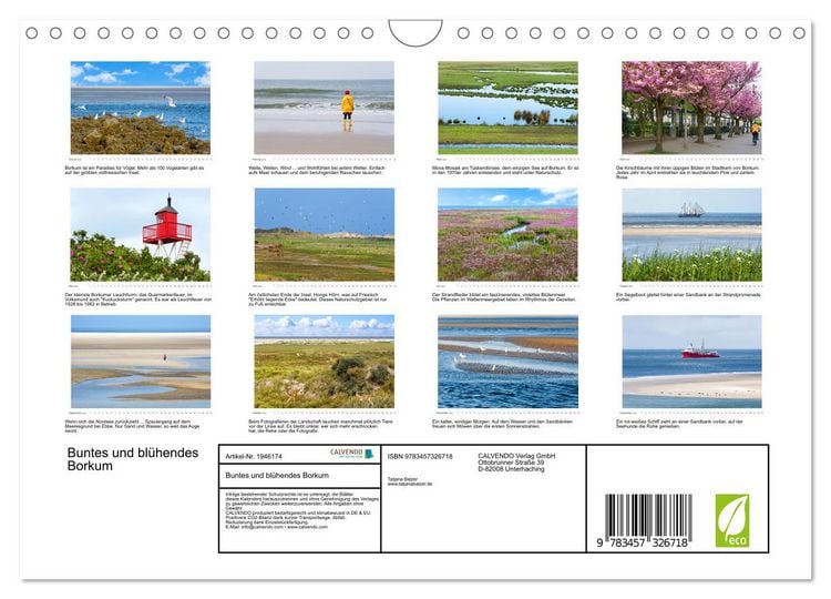 Produktbild: Buntes und bl&uuml;hendes Borkum (Wandkalender 2026 DIN A4 quer), CALVENDO Monatskalender