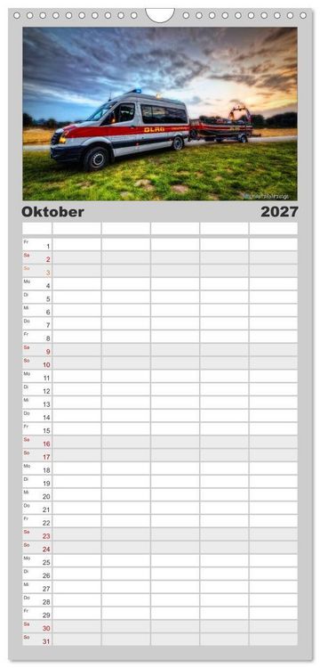 Produktbild: Familienplaner 2027 - HDR Einsatzfahrzeuge mit 5 Spalten (Wandkalender, 21 x 45 cm) CALVENDO
