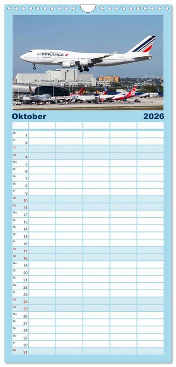 Produktbild: Familienplaner 2026 - Faszination Fliegerei mit 5 Spalten (Wandkalender, 21 x 45 cm) CALVENDO