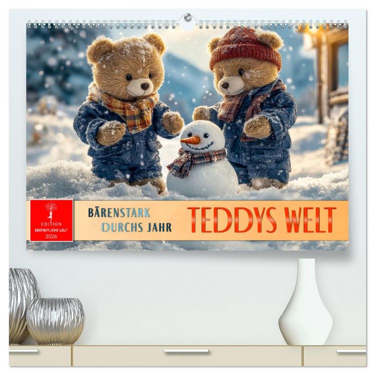Produktbild: Teddys Welt - B&auml;renstark durchs Jahr (hochwertiger Premium Wandkalender 2026 DIN A2 quer), Kunstdruck in Hochglanz
