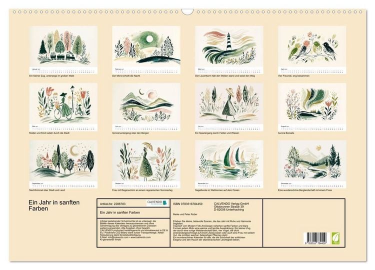 Produktbild: Ein Jahr in sanften Farben (Wandkalender 2027 DIN A2 quer), CALVENDO Monatskalender