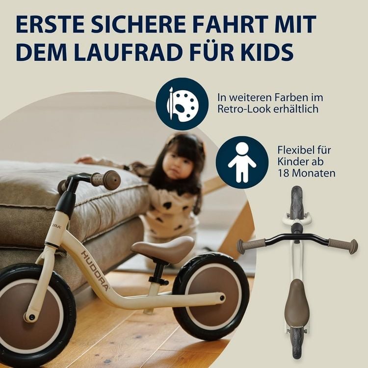Produktbild: HUDORA 10920 - Laufrad Cruisy 10 mocha, für Kinder von 73-100 cm, Sitzhöhe: 24-31,5 cm