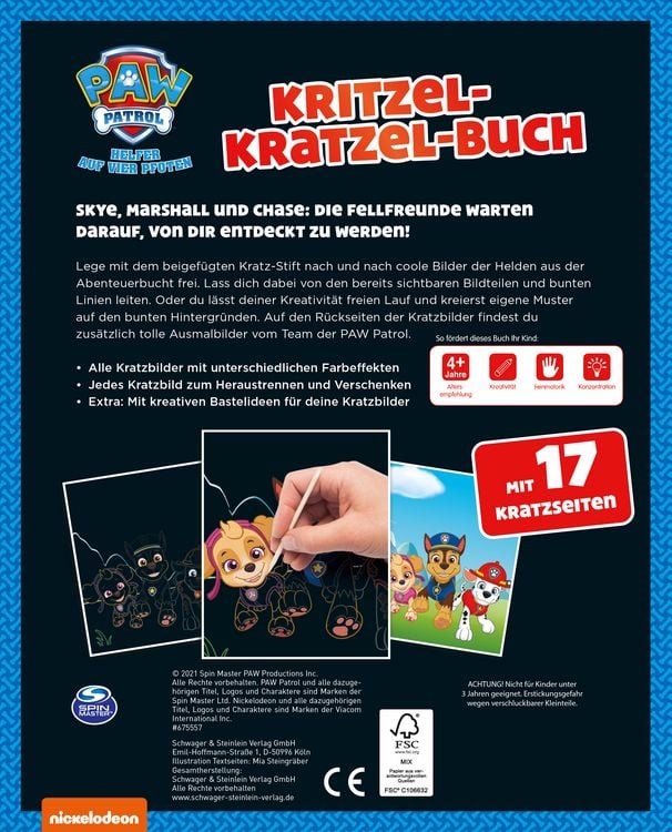 Produktbild: PAW Patrol Kritzel-Kratzel-Buch f&uuml;r Kinder ab 4 Jahren