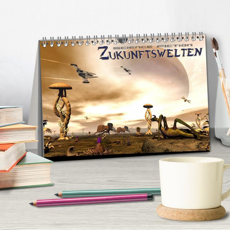 Produktbild: Zukunftswelten (Science Fiction) (Tischkalender 2026 DIN A5 quer), CALVENDO Monatskalender