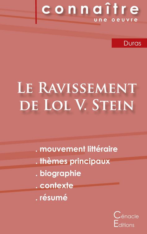 Produktbild: Fiche de lecture Le Ravissement de Lol V. Stein de Marguerite Duras (Analyse litt&eacute;raire de r&eacute;f&eacute;rence et r&eacute;sum&eacute; complet)