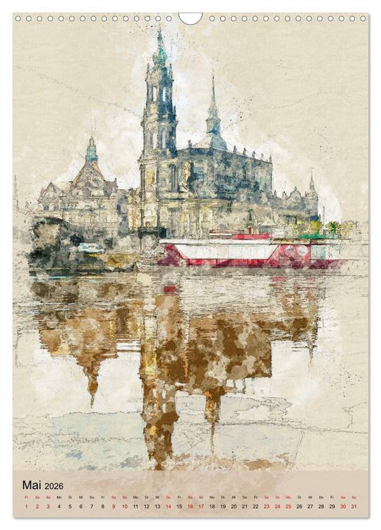 Produktbild: Dresden wie gemalt (Wandkalender 2026 DIN A3 hoch), CALVENDO Monatskalender