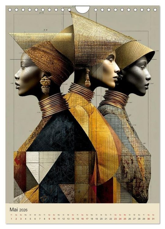 Produktbild: Afrikanische Anmut in Geometrie (Wandkalender 2026 DIN A4 hoch), CALVENDO Monatskalender