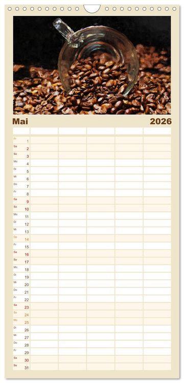 Produktbild: Familienplaner 2026 - Kaffeesatz - Kunst und Tradition mit 5 Spalten (Wandkalender, 21 x 45 cm) CALVENDO