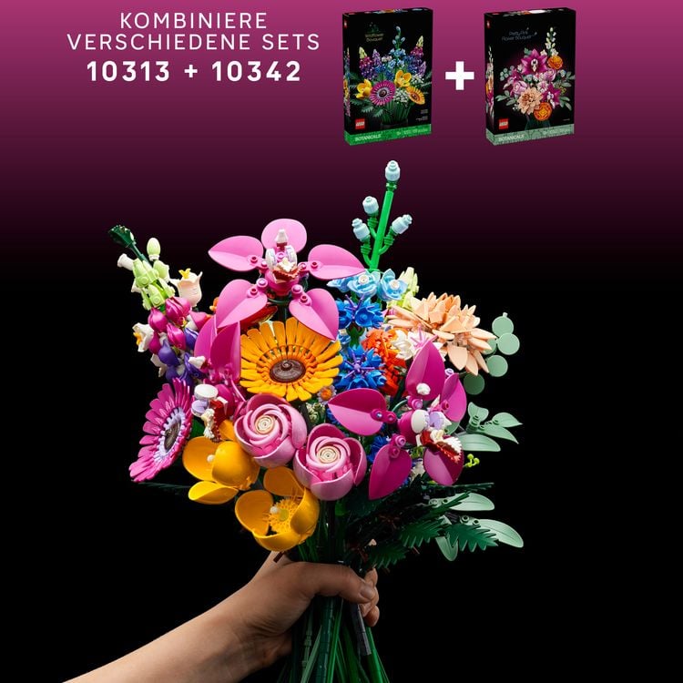 Produktbild: LEGO Botanicals 10342 Sch&ouml;ner Rosafarbener Blumenstrau&szlig;, Kunstblumen