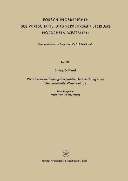 Produktbild: W&auml;scherei- und energietechnische Untersuchung einer Gemeinschafts-Waschanlage