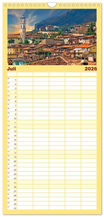 Produktbild: Familienplaner 2026 - Malcesine und Sirmione, Sch&ouml;nheiten am Gardasee mit 5 Spalten (Wandkalender, 21 x 45 cm) CALVENDO