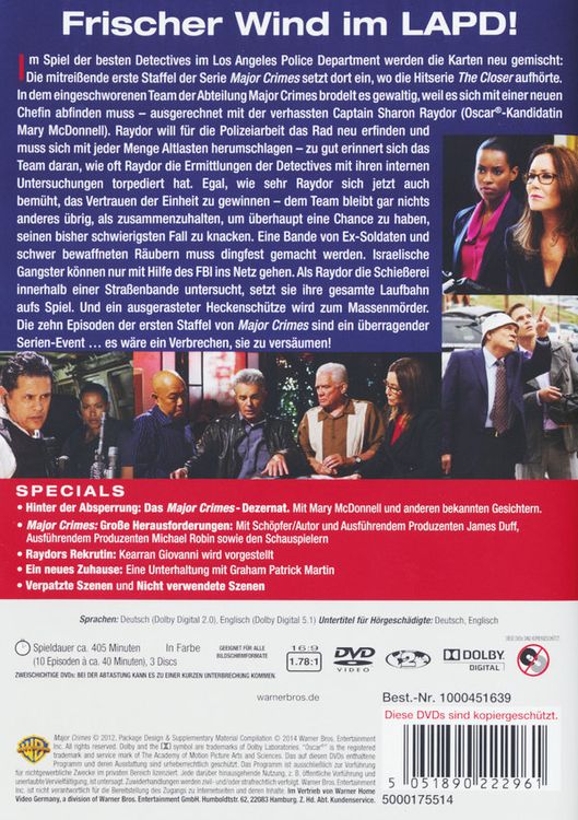 Produktbild: Major Crimes - Staffel 1 [3 DVDs]