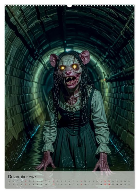 Produktbild: Kreaturen der Dunkelheit - Urbane Horror Mythen (hochwertiger Premium Wandkalender 2027 DIN A2 hoch), Kunstdruck in Hochglanz