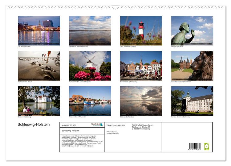 Produktbild: Schleswig-Holstein (Wandkalender 2026 DIN A2 quer), CALVENDO Monatskalender