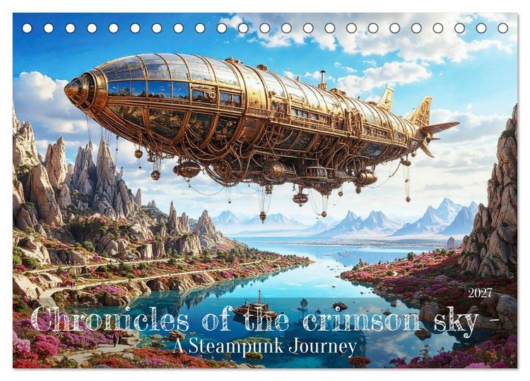 Produktbild: Chronicles of the crimson sky - A Steampunk Journey (Desk Calendar 2027 DIN A5 landscape), CALVENDO 12 Month DeskCalendar