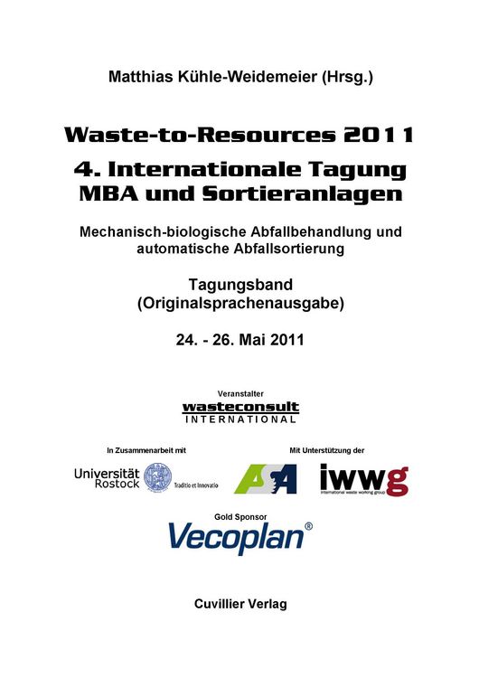 Produktbild: Waste-to-Resources 2011 - 4. Internationale Tagung MBA und Sortieranlagen