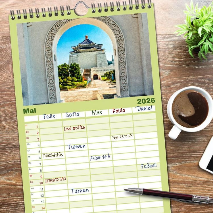 Produktbild: Familienplaner 2026 - Taipeh, Hauptstadt von Taiwan mit 5 Spalten (Wandkalender, 21 x 45 cm) CALVENDO