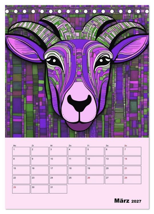 Produktbild: Farbenfrohe Tiermalerei (Tischkalender 2027 DIN A5 hoch), CALVENDO Monatskalender