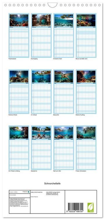 Produktbild: Familienplaner 2026 - Schnorcheltiefe mit 5 Spalten (Wandkalender, 21 x 45 cm) CALVENDO
