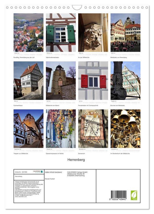 Produktbild: Herrenberg (Wandkalender 2026 DIN A3 hoch), CALVENDO Monatskalender
