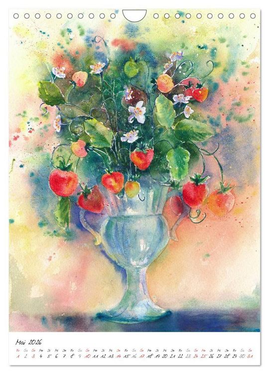 Produktbild: Bl&uuml;tenaquarelle (Wandkalender 2026 DIN A4 hoch), CALVENDO Monatskalender
