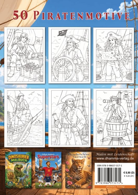 Produktbild: Piraten Malbuch f&uuml;r Kinder von 6&ndash;10 Jahren mit 50 spannenden Ausmalbildern