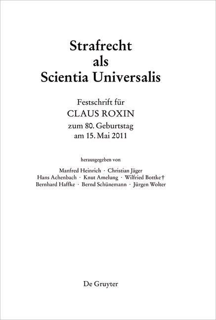 Produktbild: Festschrift f&uuml;r Claus Roxin zum 80. Geburtstag am 15. Mai 2011