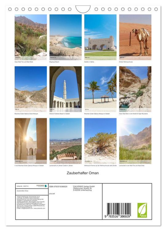 Produktbild: Zauberhafter Oman (Wandkalender 2026 DIN A4 hoch), CALVENDO Monatskalender