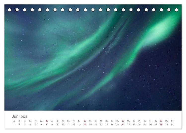 Produktbild: Nordlichter - Magische N&auml;chte in Skandinavien (Tischkalender 2026 DIN A5 quer), CALVENDO Monatskalender