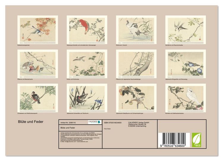 Produktbild: Bl&uuml;te und Feder (Wandkalender 2026 DIN A4 quer), CALVENDO Monatskalender