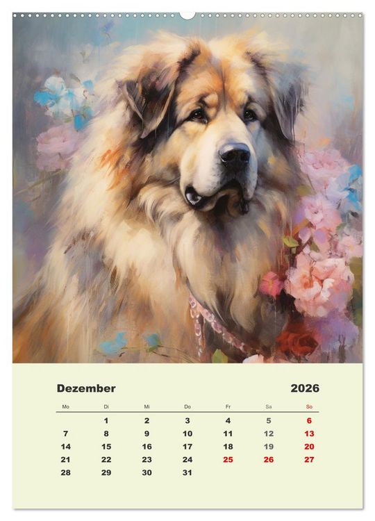 Produktbild: Gro&szlig;e Hunde. Sch&ouml;ne Aquarelle von tollen Tieren (Wandkalender 2026 DIN A2 hoch), CALVENDO Monatskalender