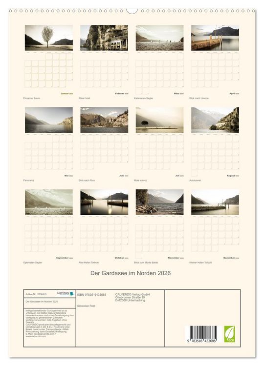Produktbild: Der Gardasee im Norden 2026 (hochwertiger Premium Wandkalender 2026 DIN A2 hoch), Kunstdruck in Hochglanz