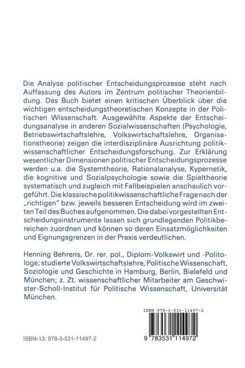 Produktbild: Politische Entscheidungsprozesse