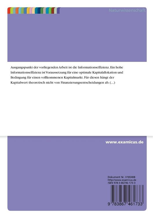 Produktbild: Kapitalmarkteffizienz und Marktmikrostruktur-&uuml;berlegungen bei Kapitalerh&ouml;hungen aus Gesellschaftsmitteln und Stock splits