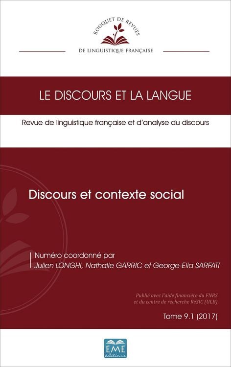 Produktbild: Discours et contexte social