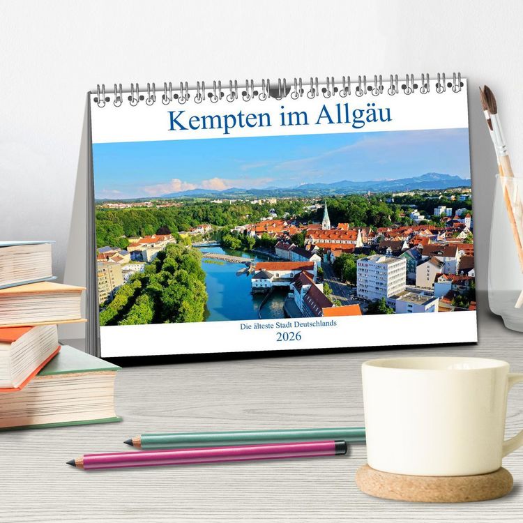 Produktbild: Kempten im Allg&auml;u, die &auml;lteste Stadt Deutschlands (Tischkalender 2026 DIN A5 quer), CALVENDO Monatskalender