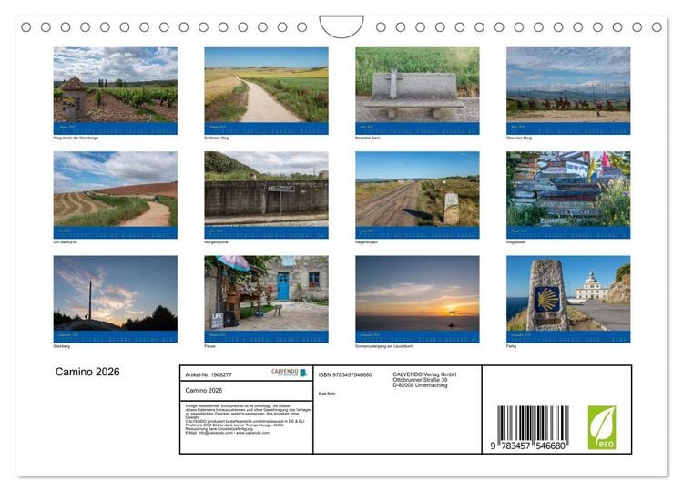 Produktbild: Camino 2026 (Wandkalender 2026 DIN A4 quer), CALVENDO Monatskalender